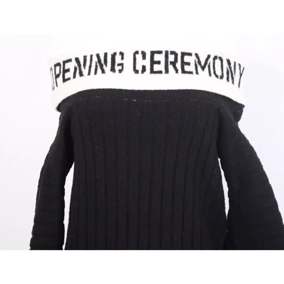 Opening Ceremony Women's XS Black Off The Shoulder Rib Knit Dress Long Sleeve - Picture 7 of 14